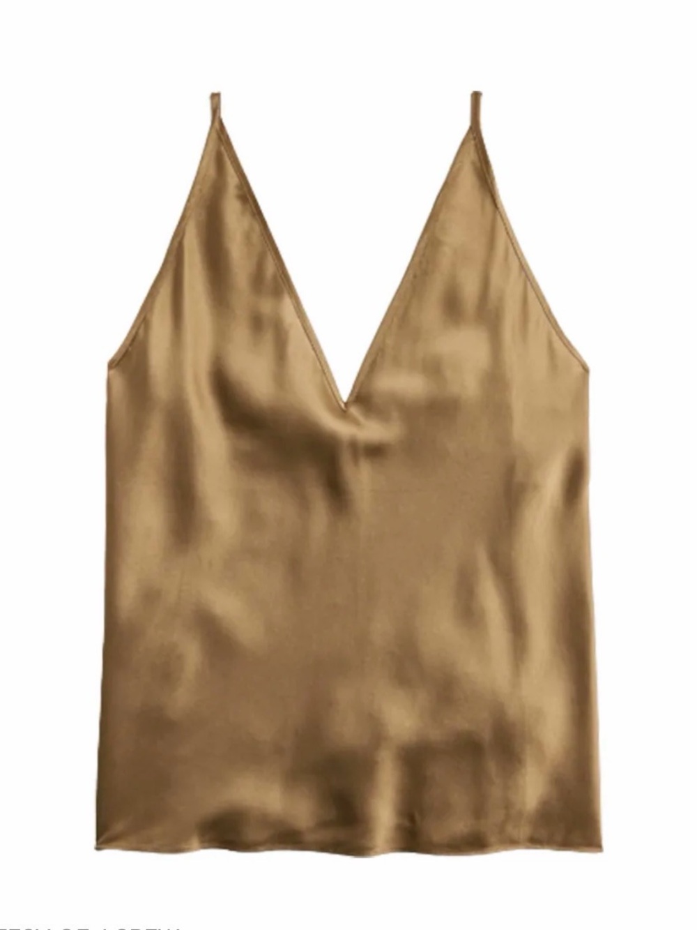 J. Crew Satin V-Neck Cami in Warm Gold